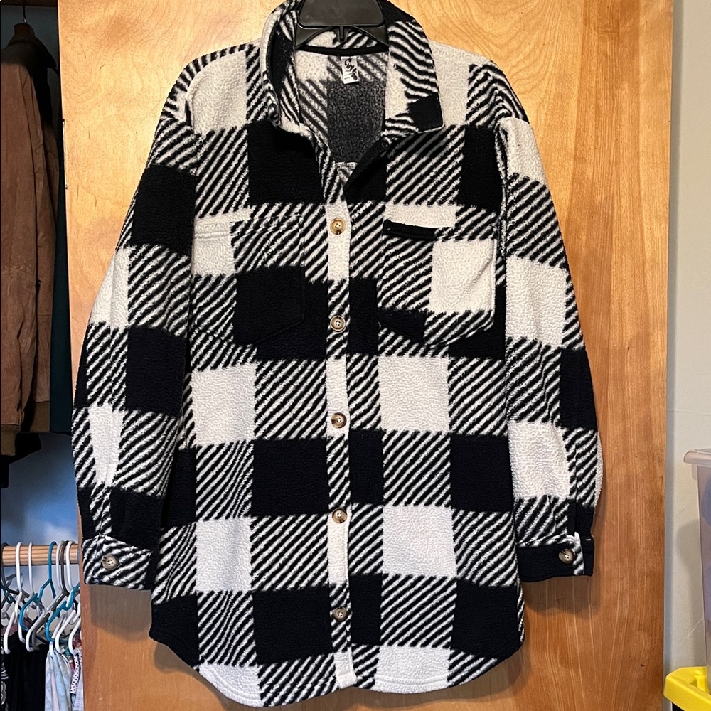 Plaid Black and White Women's Cardigan